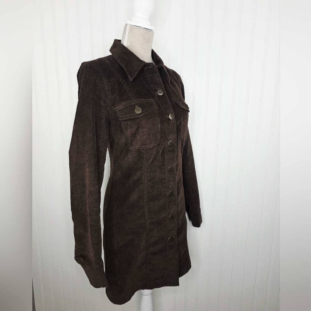 House of Harlow 1960 Dress Women XS Brown‎ Corduroy Button Front Mini - Picture 4 of 10